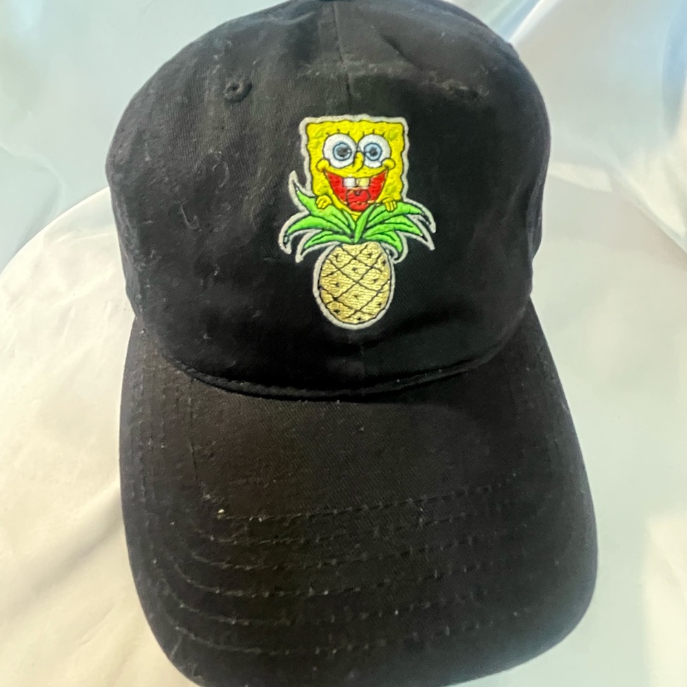 SPONGEBOB SquarePants Black Hat with Pineapple Patch with turquoise